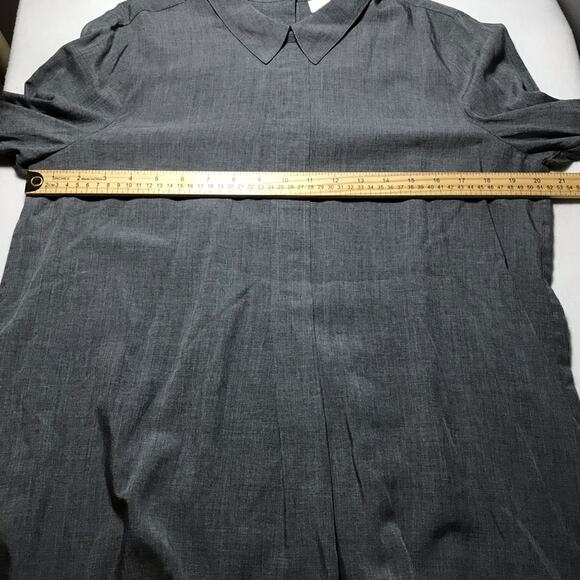 J Jill med rayon long sleeve back button Peter Pan collar grey blouse boxy loose - Picture 4 of 9